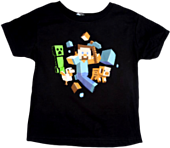 Minecraft - Run Away! Kids or Youth Black T-Shirt 1